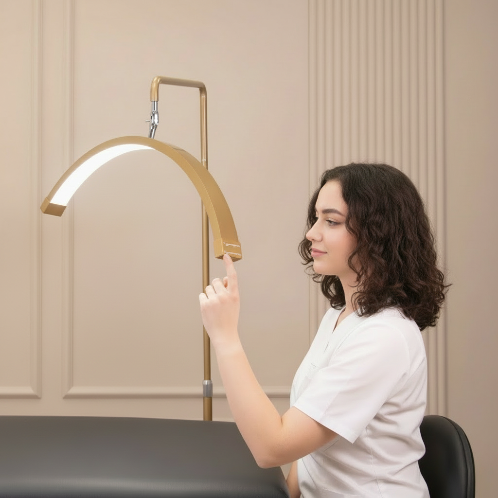 Lampada Multi-Angle Half Moon - Luce LED professionale per la bellezza 28” | RJ Moon Pro X