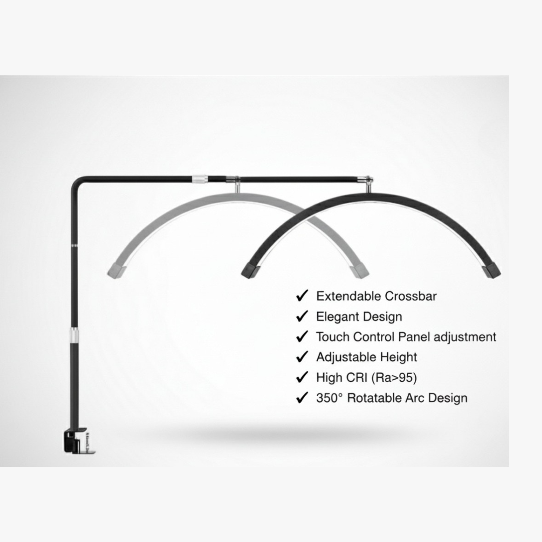 Lampada per manicure Half Moon Beauty Desk 25" - Fissaggio a morsetto,  Estensibile