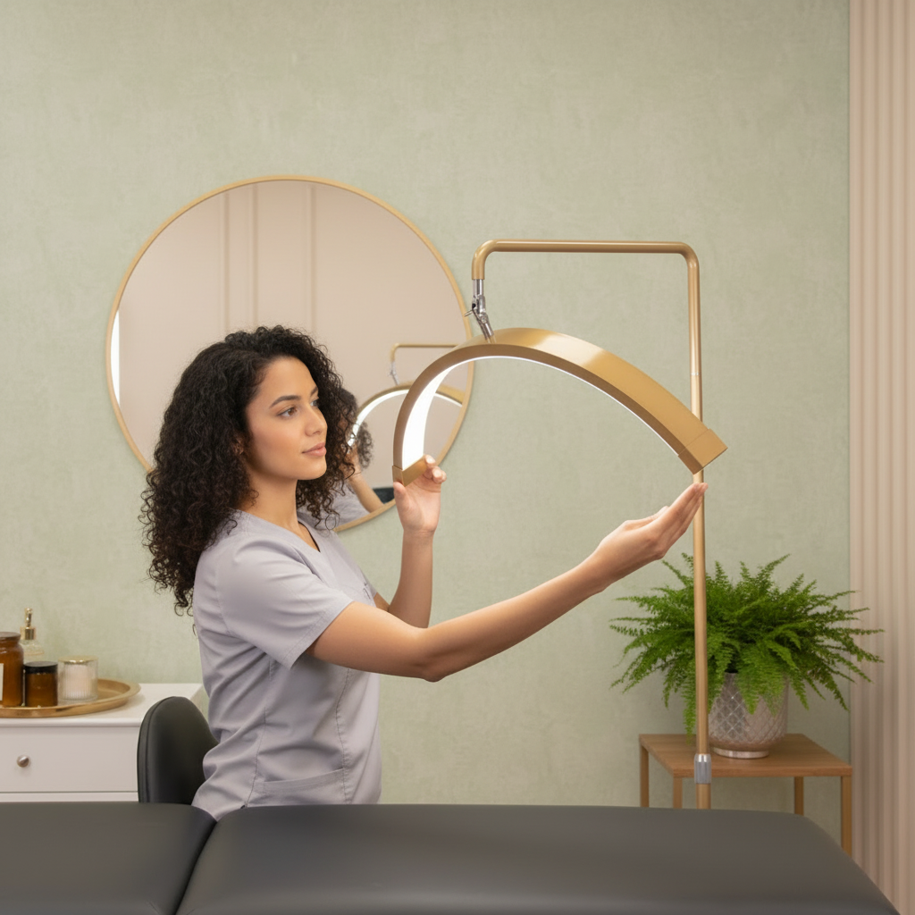 Lampada Multi-Angle Half Moon - Luce LED professionale per la bellezza 28” | RJ Moon Pro X