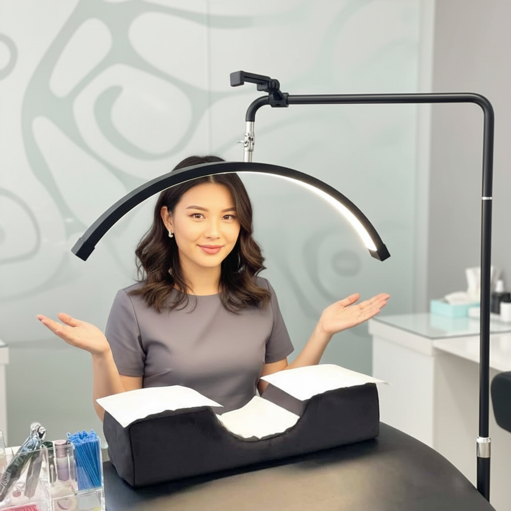 Lampada Multi-Angle Half Moon - Luce LED professionale per la bellezza 28” | RJ Moon Pro X