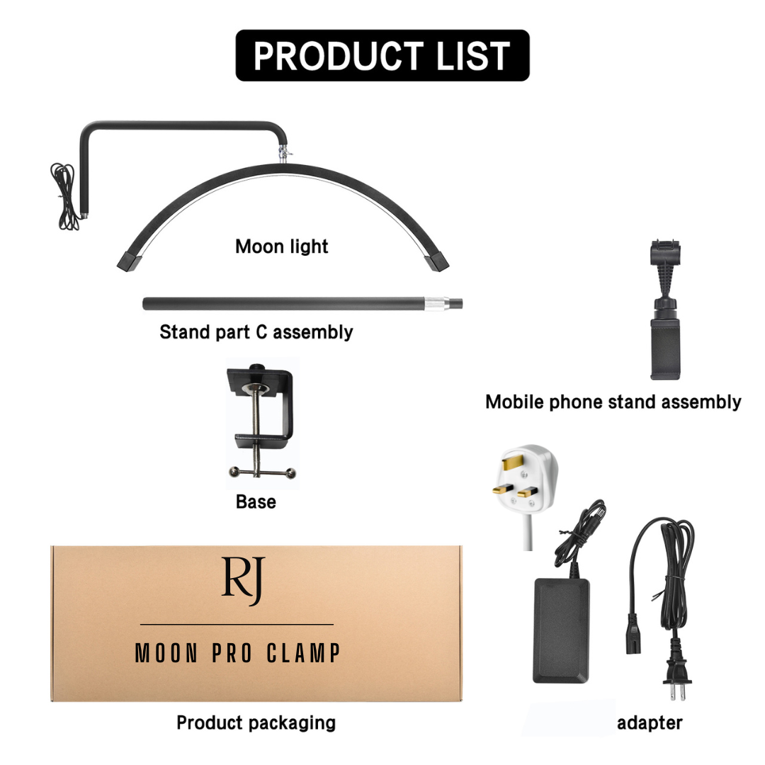 Lampada per manicure Half Moon Beauty Desk 25" - Fissaggio a morsetto,  Estensibile