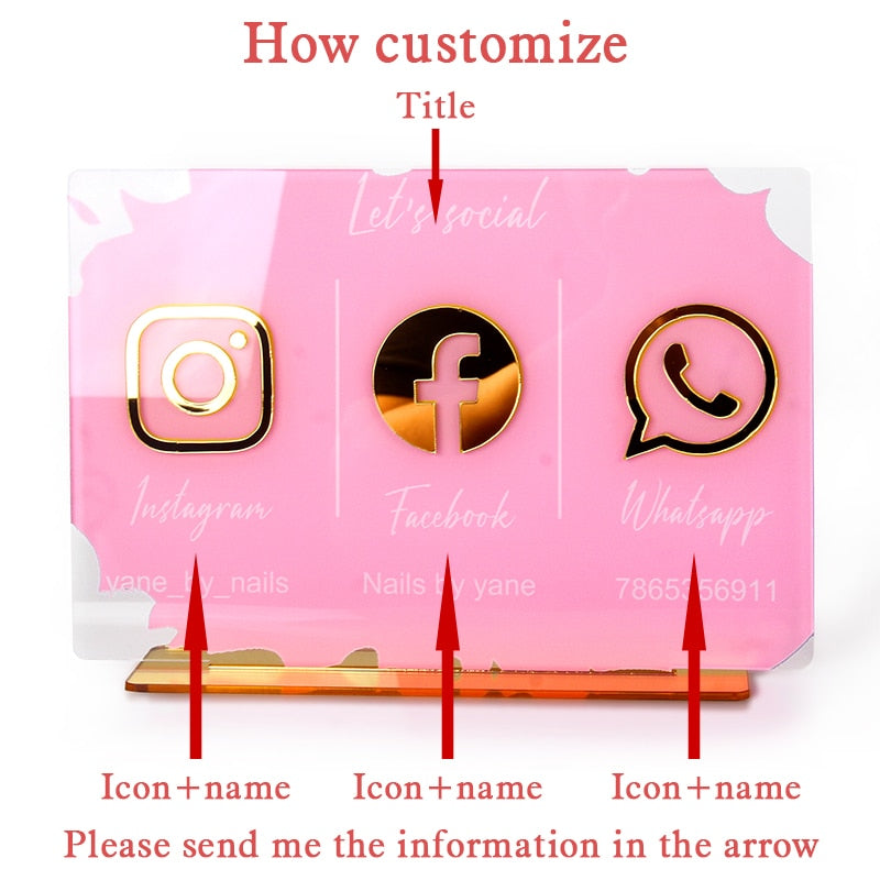 Insegna personalizzata per social media aziendali - Tripla icona